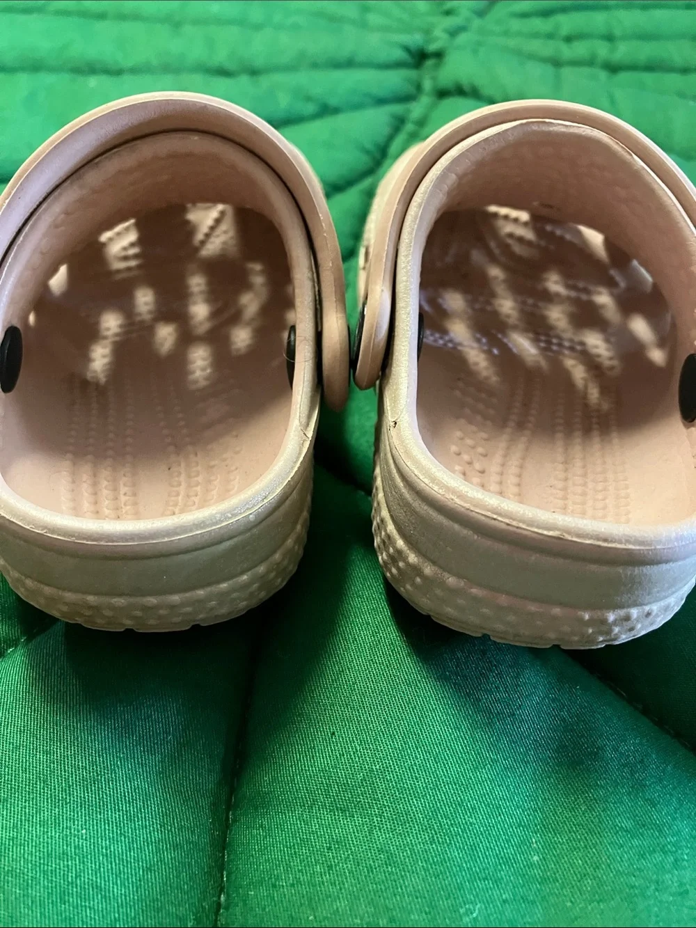 Baby infant crocs size 2/3, shimmer pink color.